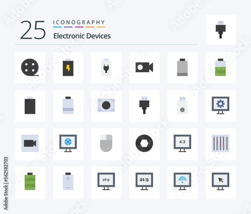 Devices 25 Flat Color icon pack including dongle. usb. power. storage. devices