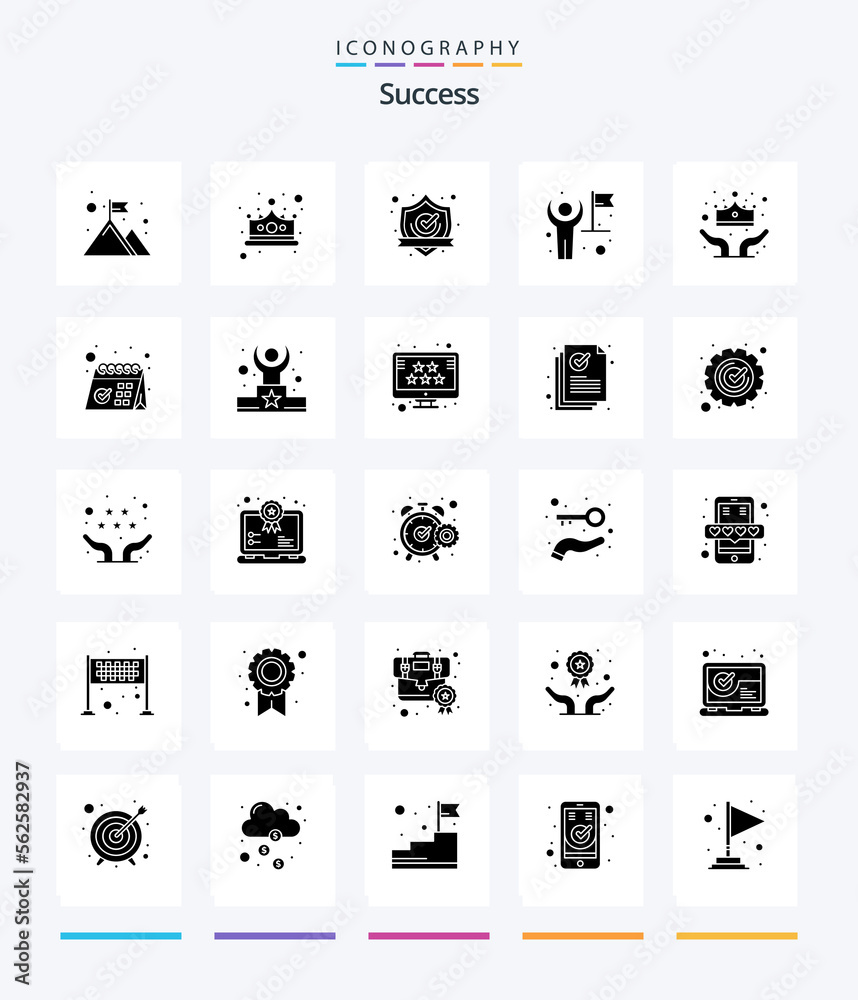Creative Sucess 25 Glyph Solid Black icon pack  Such As user. finance. winner. business. protect