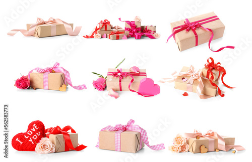 Many gifts for Valentine's Day isolated on white