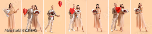 Young couple with bouquet o...