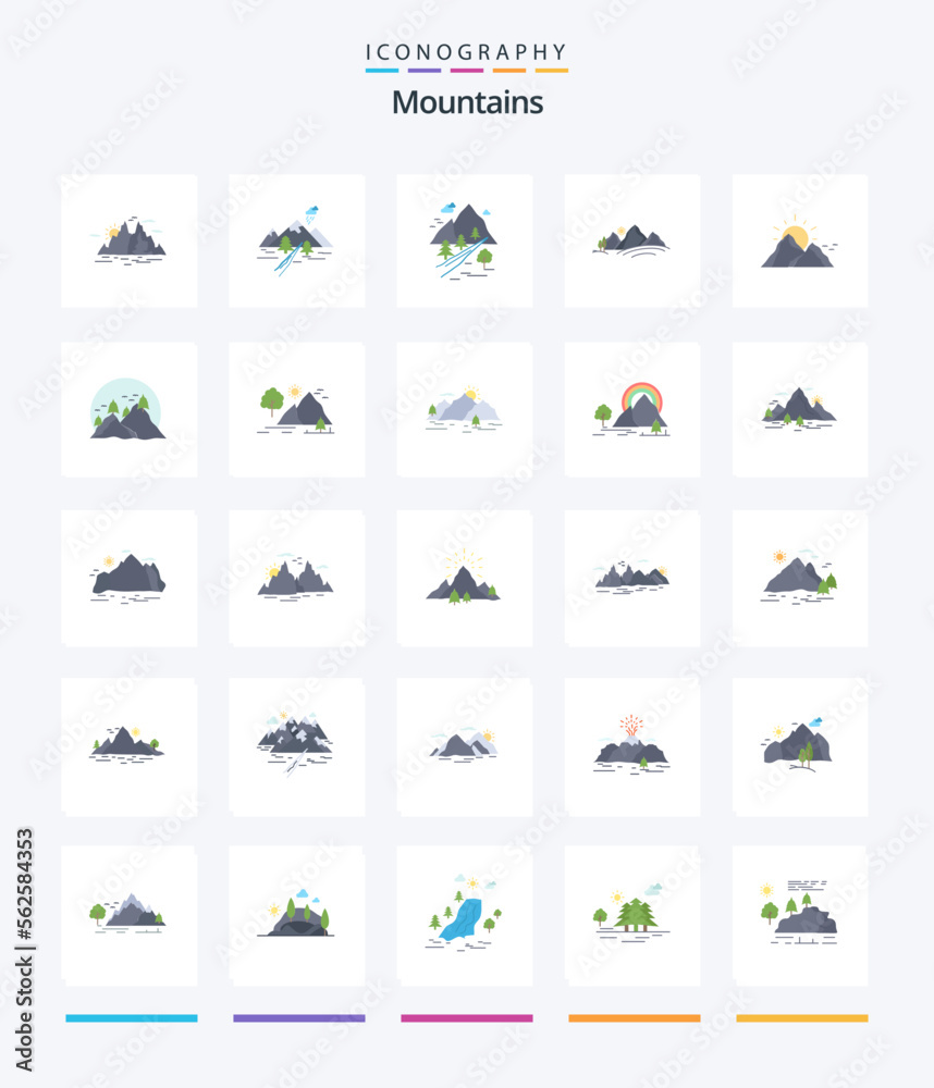 Creative Mountains 25 Flat icon pack  Such As nature. hill. nature. nature. hill