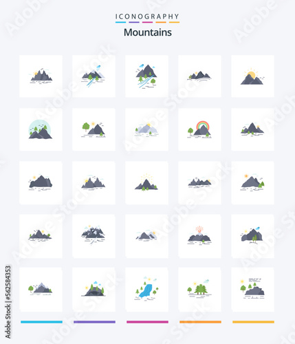 Creative Mountains 25 Flat icon pack Such As nature. hill. nature. nature. hill