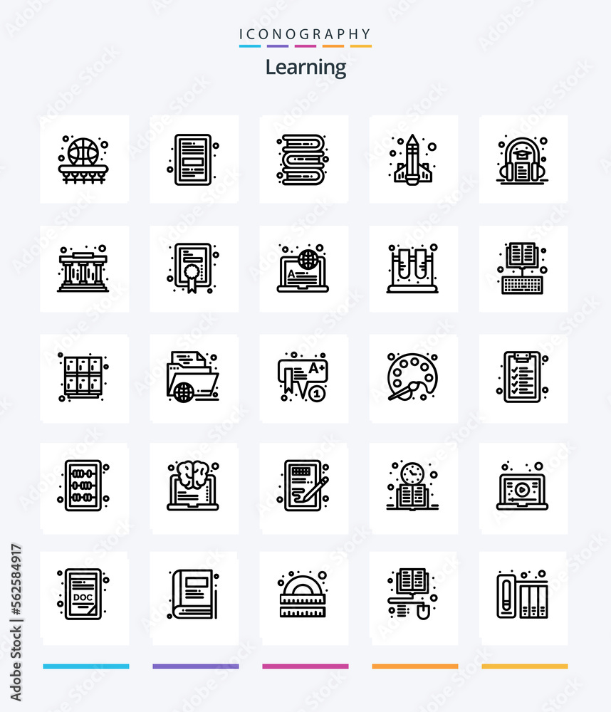 Creative Learning 25 OutLine icon pack  Such As learning. education. file. book. knowledge
