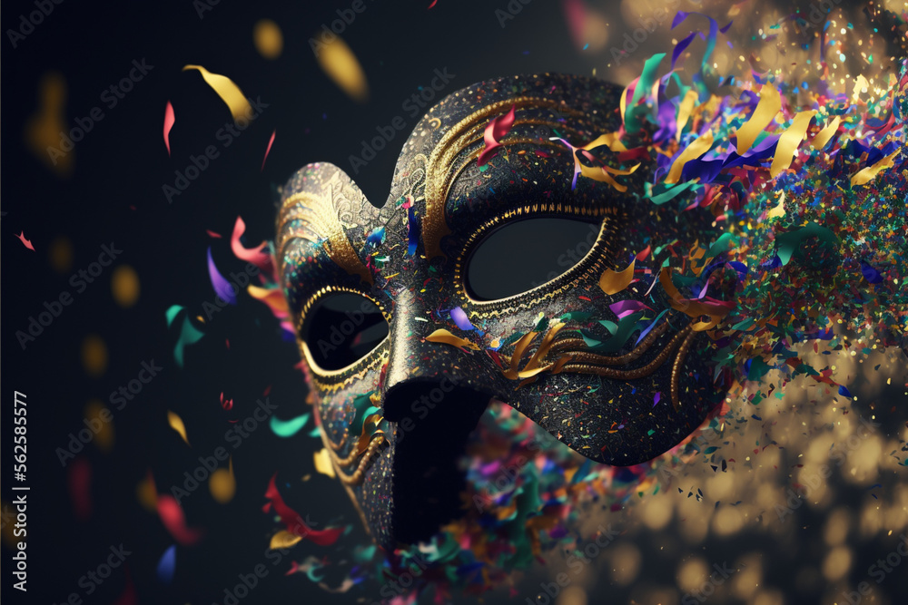 abstract background carnival brazil mask confetti streamer glitter generador ai