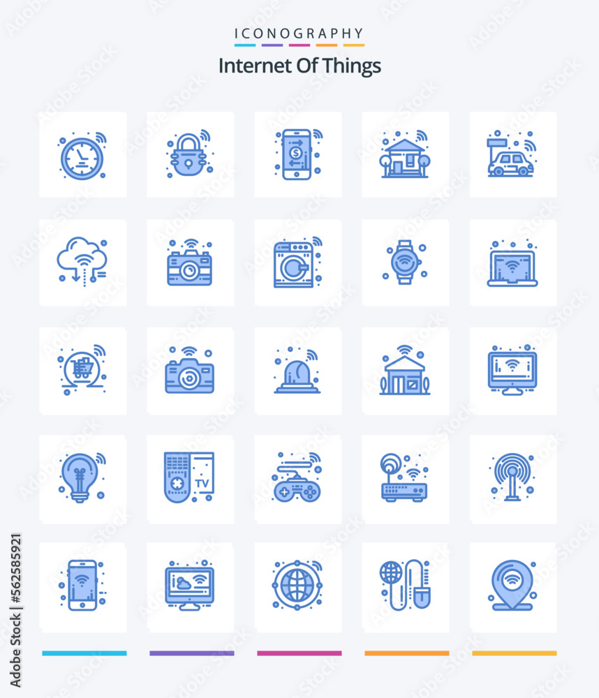 Creative Internet Of Things 25 Blue icon pack  Such As cpu. tree. arrow. wifi. smart