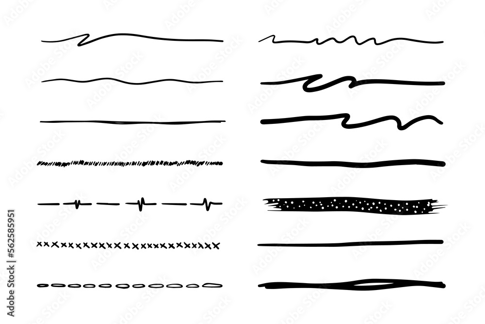 Vector set of hand drawn underline. Vector set of hand drawn underline.