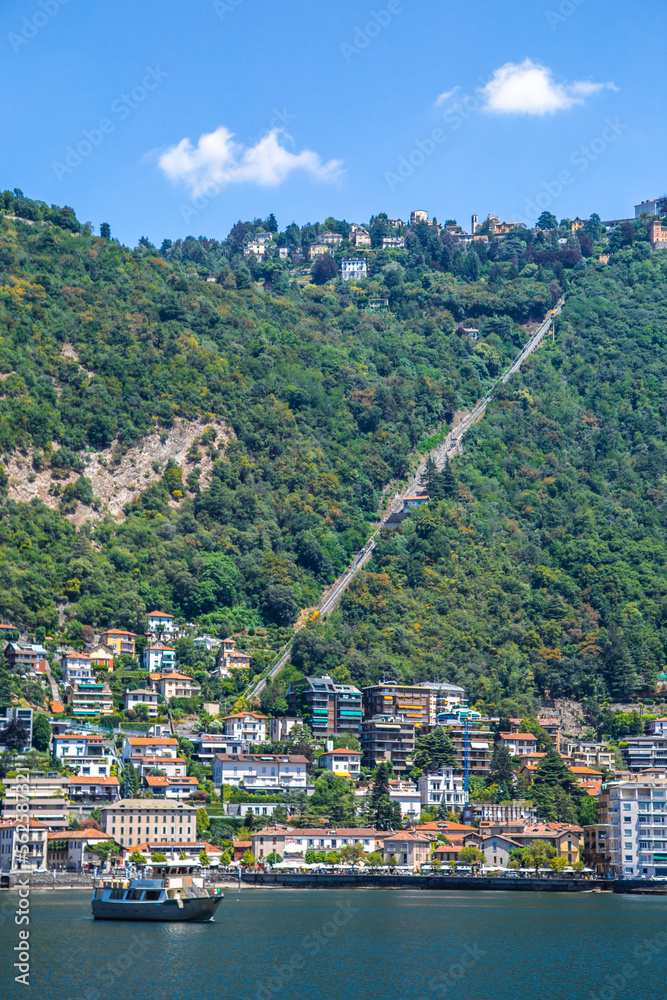 View of the Como Brunate funicular in Lake Como, Nothern Italy