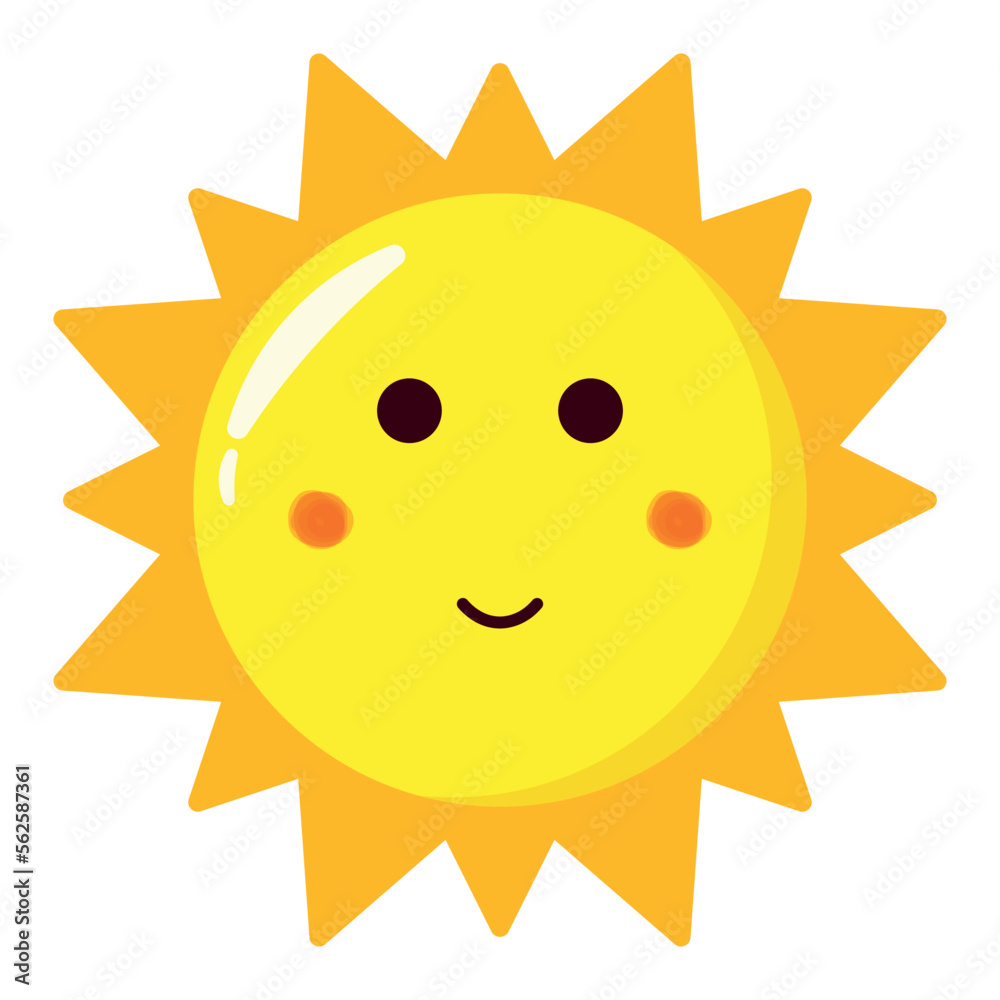 Sun Smile Face Icon Kawaii Clipart Vector Illustration Sticker