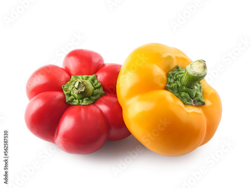 Fresh bell peppers isolated on white background