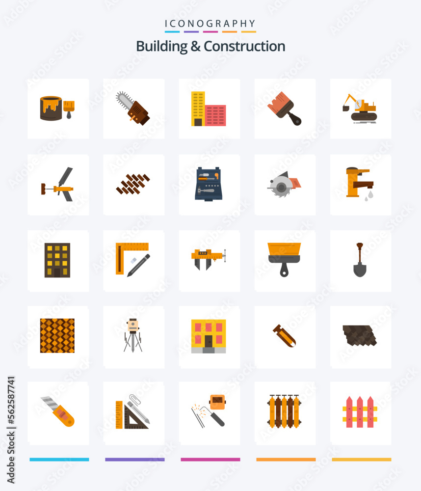 Creative Building And Construction 25 Flat icon pack  Such As lift. crane. architecture. paint. building