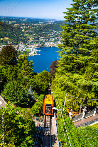 View of the Como Brunate funicular in Lake Como, Nothern Italy photo