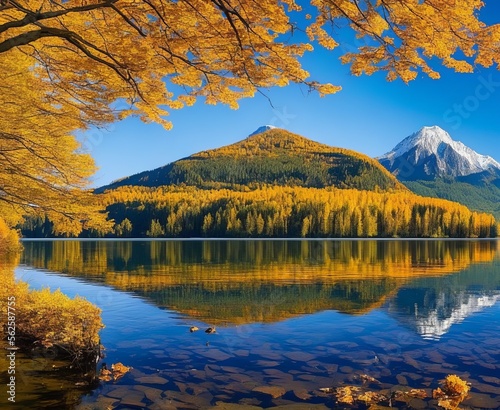 autumn in the mountains, lake, water, landscape, nature, forest