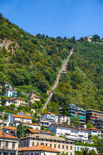 View of the Como Brunate funicular in Lake Como, Nothern Italy photo