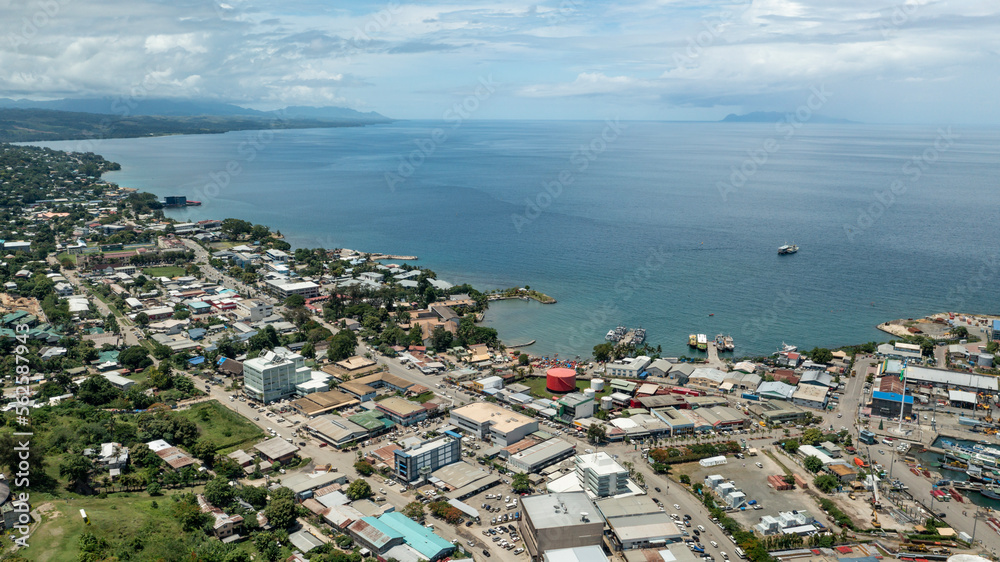 Aerial view of the western part of Honiara city.