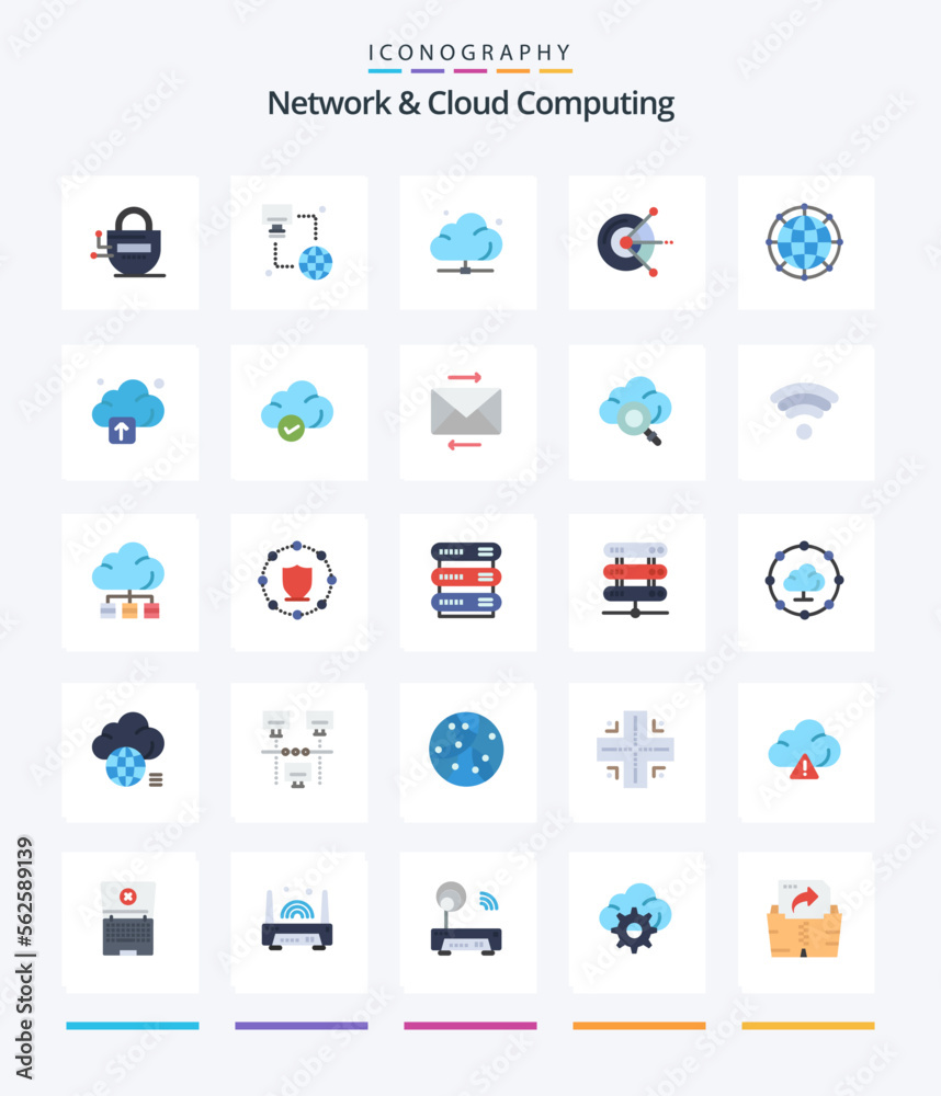 Creative Network And Cloud Computing 25 Flat icon pack  Such As data. disk. cloud. computing. technology