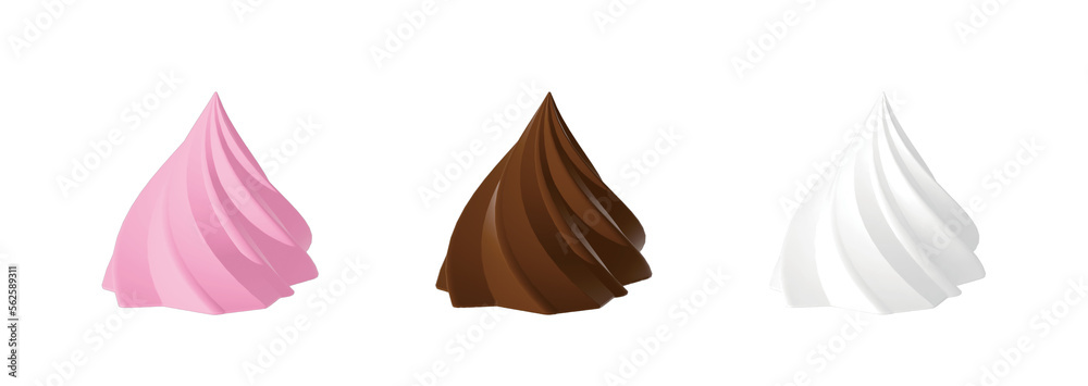 Whipped cream and chocolate. Strawberry, chocolate and milk. Whipped cream and chocolate. Strawberry, chocolate and milk.