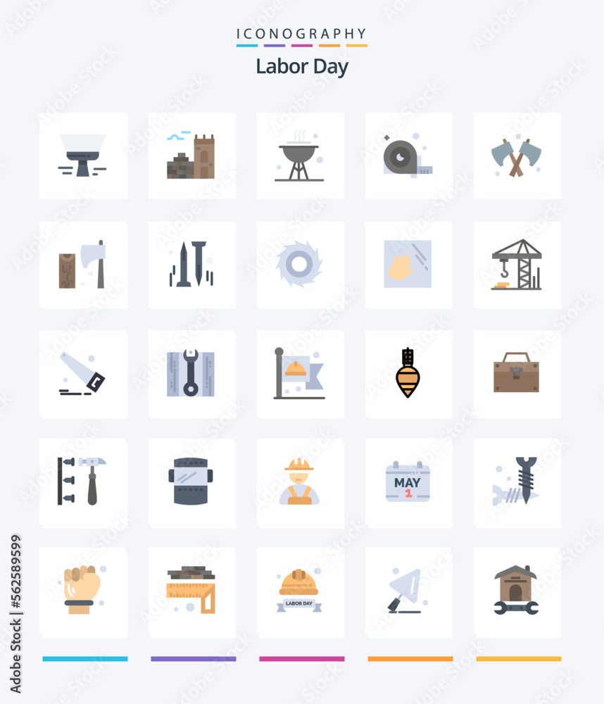 Creative Labor Day 25 Flat icon pack  Such As tool. tool. cook. ruler. angle