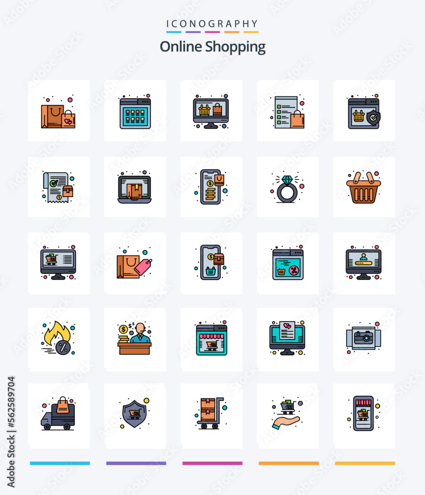 Creative Online Shopping 25 Line FIlled icon pack  Such As quality. list. product. clipboard. online shopping