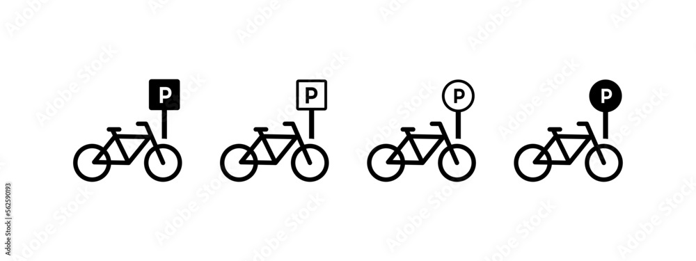 Public parking vector icon for bicycle sign symbol in black style concept. Public parking vector icon for bicycle sign symbol in black style concept.