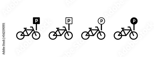 Public parking vector icon for bicycle sign symbol in black style concept.	