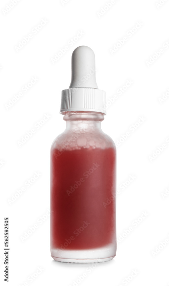 Glass bottle of healthy serum on white background Glass bottle of healthy serum on white background
