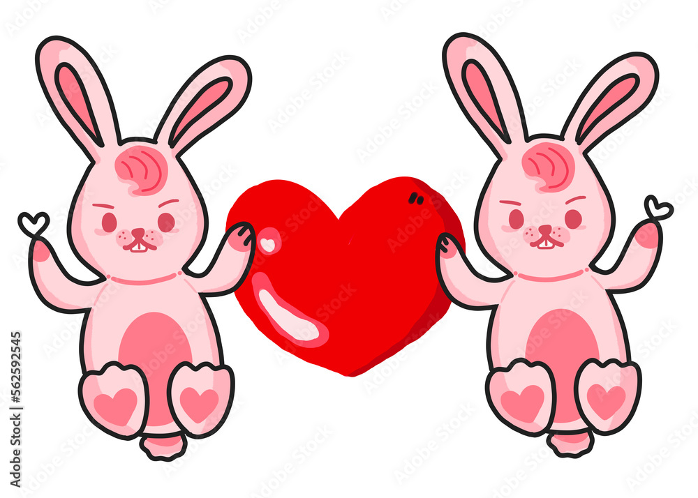 Valentine day cute pink rabbits with red hearth
Sending love to everyone Valentine day cute pink rabbits with red hearth
Sending love to everyone