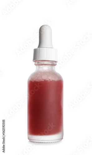 Glass bottle of healthy serum on white background © Pixel-Shot