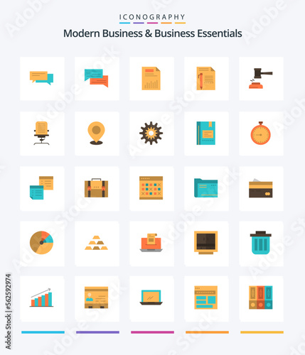 Creative Modern Business And Business Essentials 25 Flat icon pack Such As paper. edit. business. document. paper