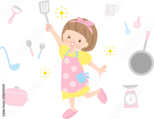 料理をする女の子のイメージイラスト