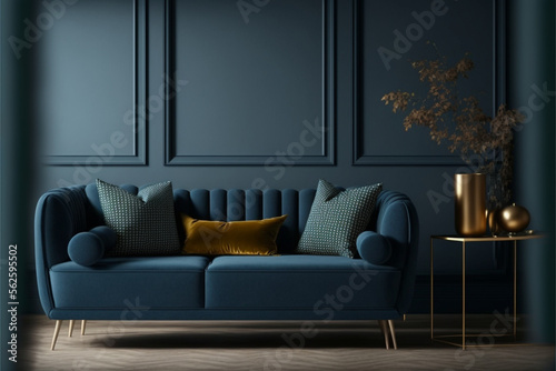 Modern living room with sofa, Generative AI 
