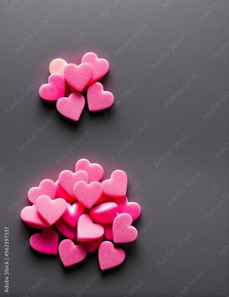 Obraz premium valentine's day background. hearts and lights, heart shaped lights on a pink background, valentine's day background with hearts and pink ribbon.