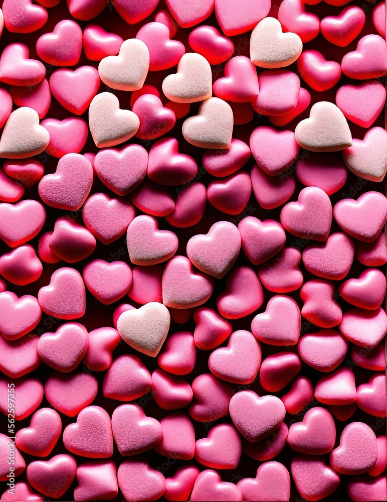 valentine's day background. hearts and lights, heart shaped lights on a pink background, valentine's day background with hearts and pink ribbon.