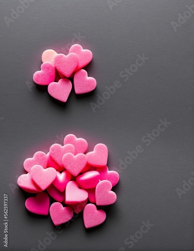 valentine's day background. hearts and lights, heart shaped lights on a pink background, valentine's day background with hearts and pink ribbon. © ozun