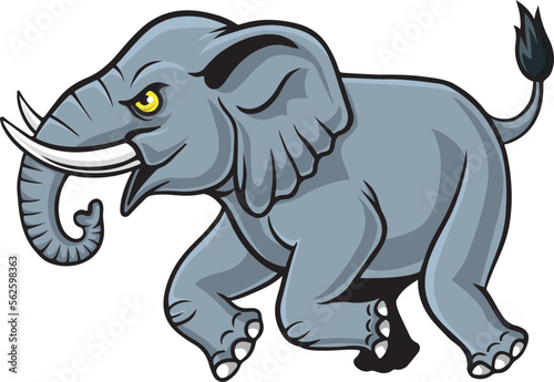 Cartoon angry elephant mascot running