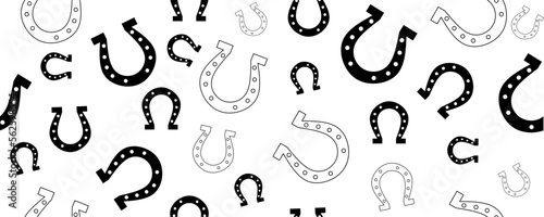 black white horseshoes seamless pattern