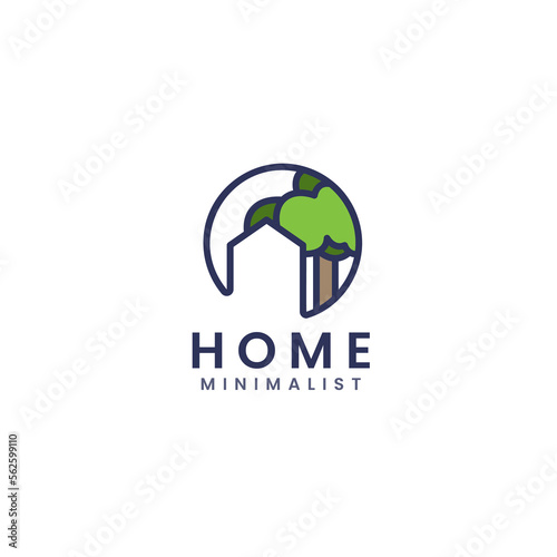 Modern Real Estate Logo. Nature Minimalist House Vector Logo Template. Tree Concept Design