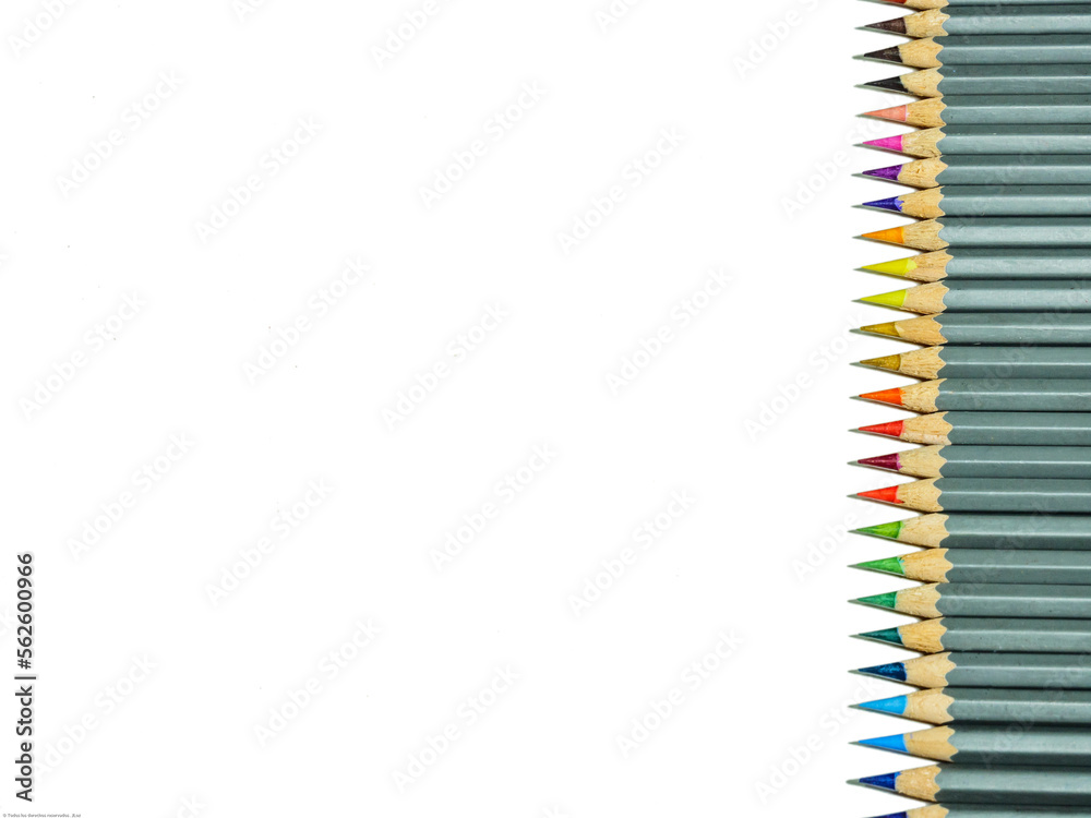 Gray pencil with colored tips isolated to the right on a white background