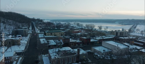 Aerial View Over Buildings Facing I94 Bridge Over St. Croix In Hudson Wisconsin photo