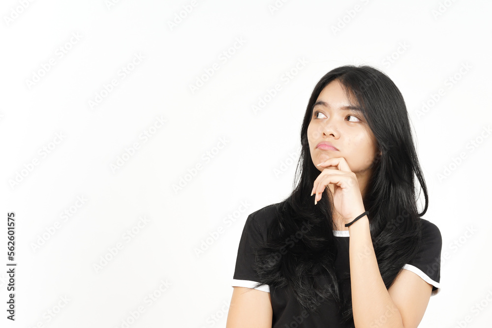 Thinking and Curious Of Beautiful Asian Woman Isolated On White Background Thinking and Curious Of Beautiful Asian Woman Isolated On White Background