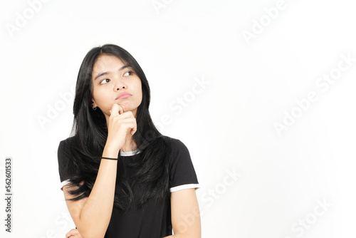 Thinking and Curious Of Beautiful Asian Woman Isolated On White Background