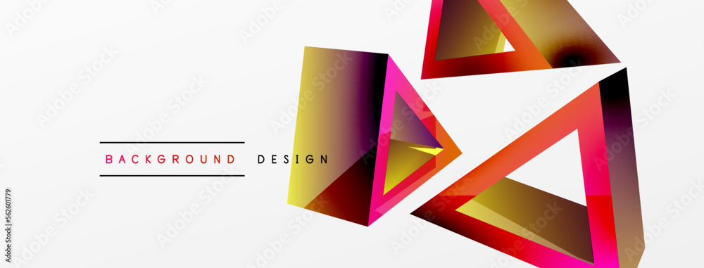 Triangle abstract background. 3d vector basic shape technology or business concept composition. Trendy techno business template for wallpaper, banner, background or landing