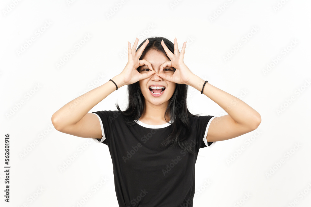 Smiling and Showing OK Sign Of Beautiful Asian Woman Isolated On White Background Smiling and Showing OK Sign Of Beautiful Asian Woman Isolated On White Background