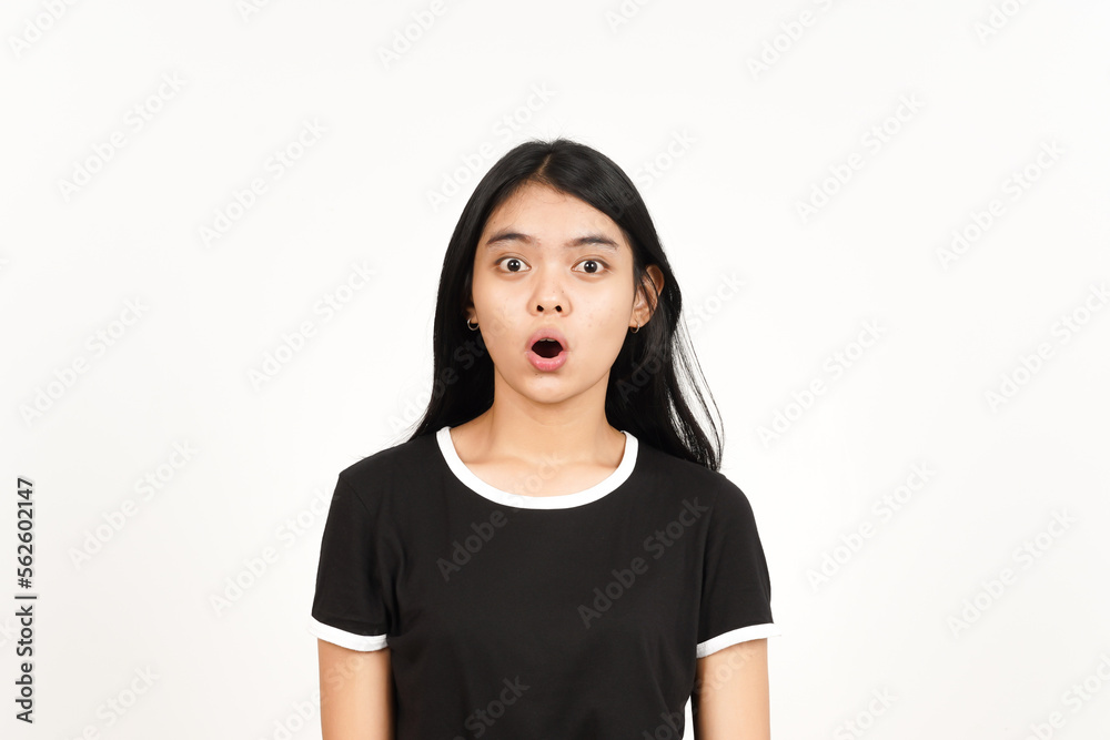 WOW Shocked Face Expression Of Beautiful Asian Woman Isolated On White Background WOW Shocked Face Expression Of Beautiful Asian Woman Isolated On White Background