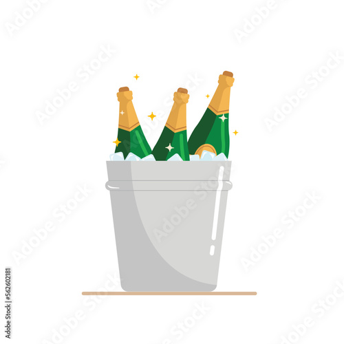 bucket of champagne, ice bucket bottle, beer tap vector, celebration and festival concept.