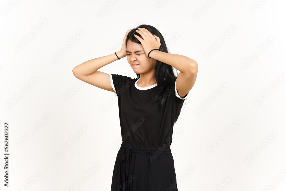 Suffering Headache Gesture Of Beautiful Asian Woman Isolated On White Background Suffering Headache Gesture Of Beautiful Asian Woman Isolated On White Background