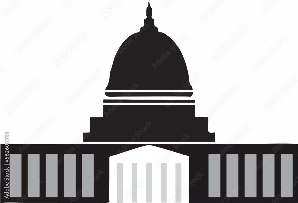 White house icon, Washington, Architecture Building in USA. Editable vector illustration. Easy to change color or size. eps 10.