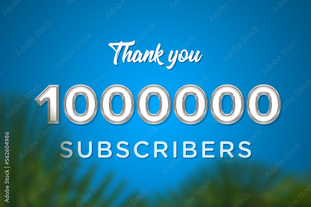 1000000 subscribers celebration greeting banner with Glass Design 1000000 subscribers celebration greeting banner with Glass Design
