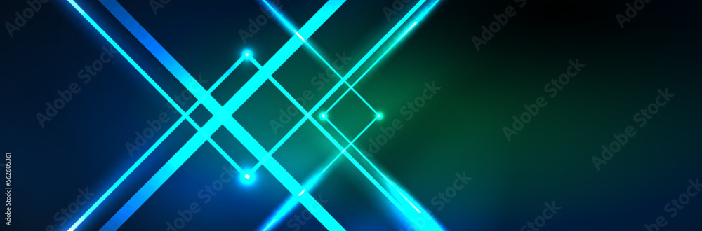 Shiny neon lights, dark abstract background with blurred magic neon light curved lines Shiny neon lights, dark abstract background with blurred magic neon light curved lines