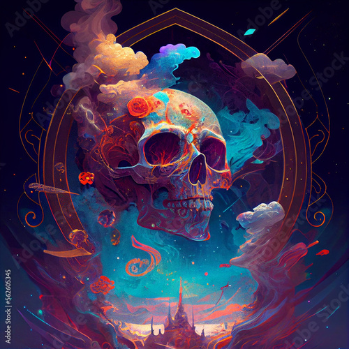 Skulls on Colorful Background Generative