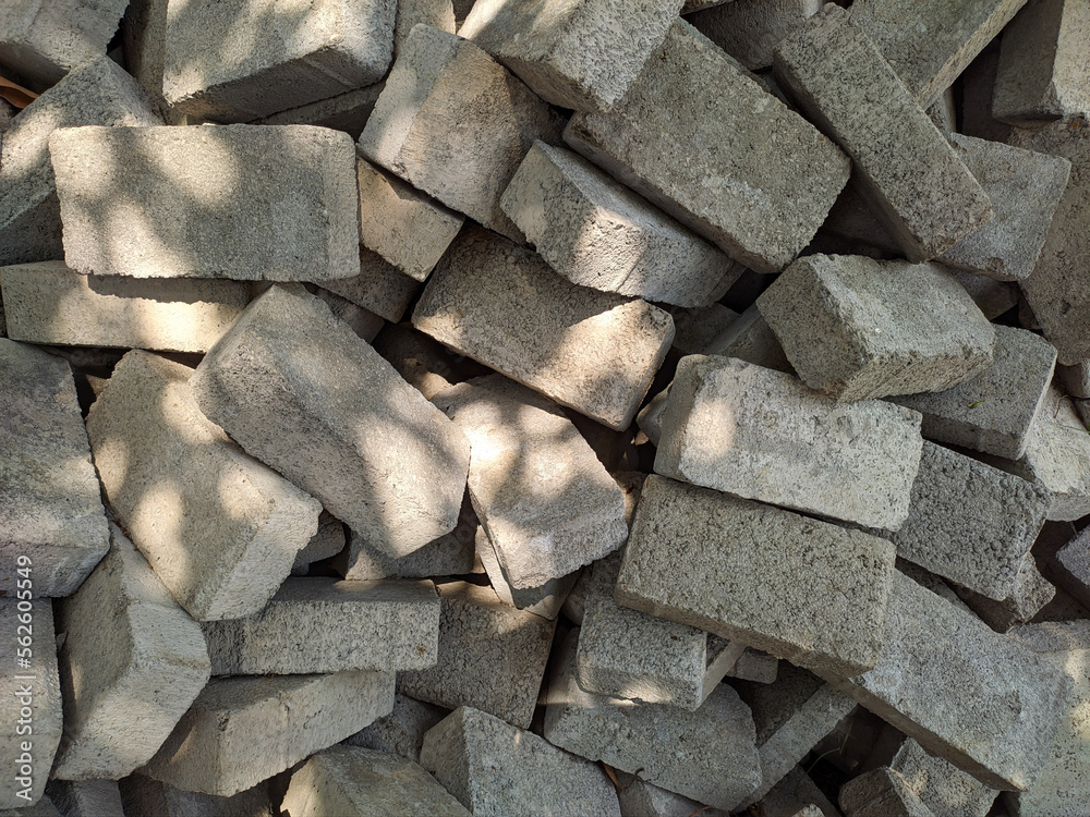 Pile of irregular paving blocks to cover the soil surface. With top angle Pile of irregular paving blocks to cover the soil surface. With top angle